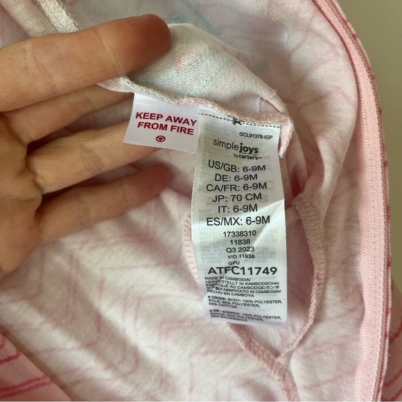 🌼 5/$25 Carter’s Simple Joys Baby Girls Footed Sleepers 6-9M Flamingo Dinosaur - Picture 8 of 10